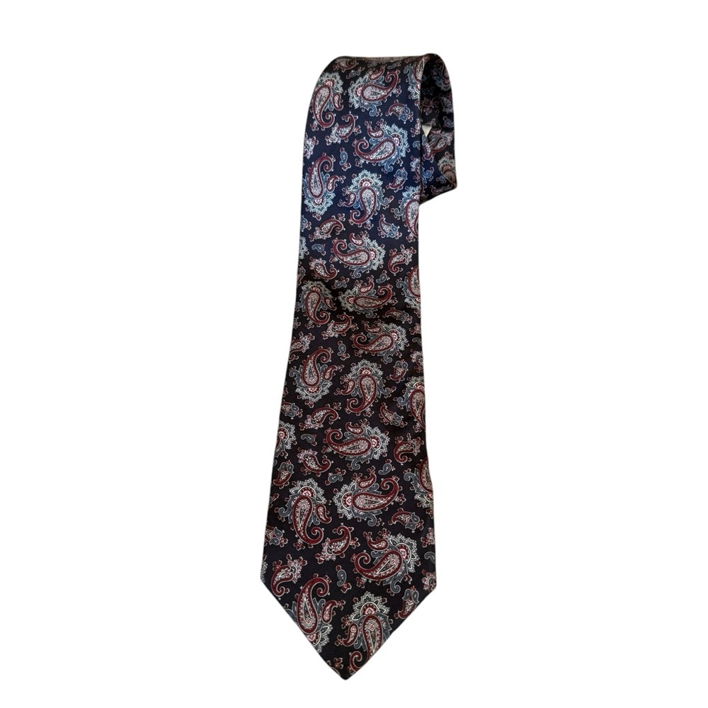 Givenchy Monsieur Silk Tie Italy Black Burgundy Paisley 59.5" Designer